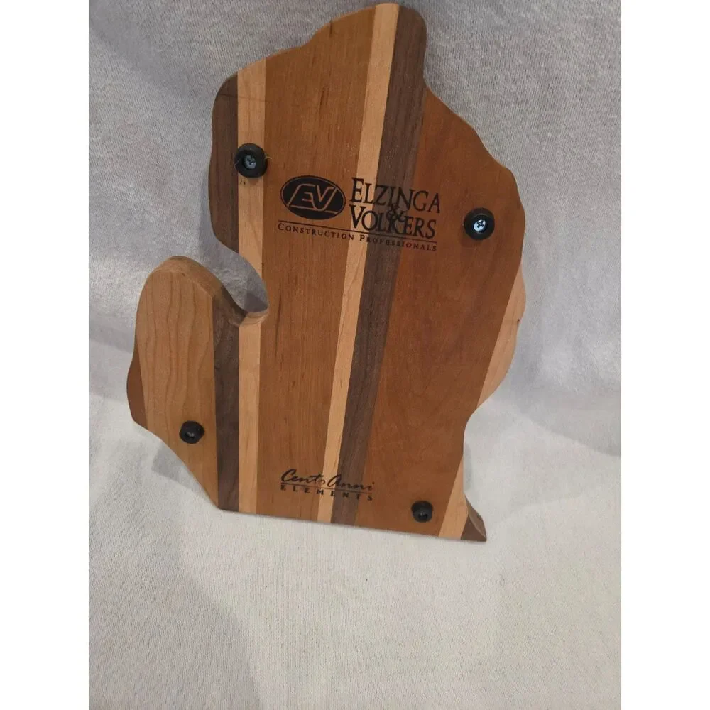 Cento Anni Elements Michigan Shaped Hardwood Cutting Board Serving Tray Ev Logo